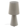 Lampada da tavolo Eglo Carpara 97134 in tessuto tortora effetto lino, 2 E27, Interruttore sul cavo, Alto 47 cm, Moderno, IP20