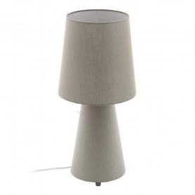 Lampada da tavolo Eglo Carpara 97134 in tessuto tortora effetto lino, 2 E27, Interruttore sul cavo, Alto 47 cm, Moderno, IP20