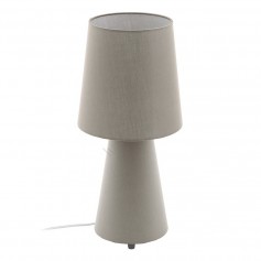 Lampada da tavolo Eglo Carpara 97134 in tessuto tortora effetto lino, 2 E27, Interruttore sul cavo, Alto 47 cm, Moderno, IP20