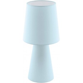 Lampada da tavolo Eglo Carpara 97432 in tessuto azzurro effetto lino, 2 E27, Interruttore sul cavo, Alto 47 cm, Moderno, IP20