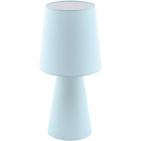 Lampada da tavolo Eglo Carpara 97432 in tessuto azzurro effetto lino, 2 E27, Interruttore sul cavo, Alto 47 cm, Moderno, IP20
