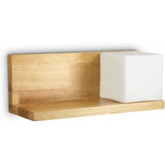 Applique a parete con mensola in legno verso sinistra e cubo in vetro bianco, 1 luce Ideal Lux Toledo-2 AP1