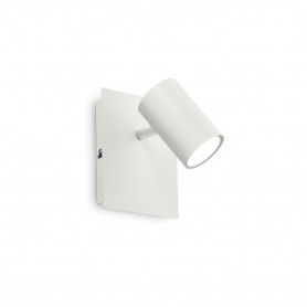 Spot da parete orientabile Ideal Lux SPOT AP1 bianco, 1 GU10, Base quadrata, Struttura e diffusore in metallo, Moderno