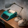 Lampada da scrivania Vintage Ideal Lux Truman TL1, 1 E27, Bianca, Braccio snodato con raccordi metallo brunito, Cavo in tessuto