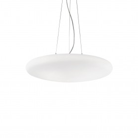 Sospensione Ideal Lux Smarties SP3 D50 con diffusore in vetro bianco soffiato, 3 E27, Struttura in metallo, Diametro 50 cm