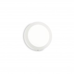 Plafoniera bianca sottile Ideal Lux Universal AP1 Round D30, Struttura in metallo, Sistema LED Integrato 24W, Luce Calda, IP20