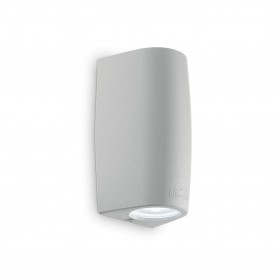 Lampada da parete per esterno Ideal Lux Keope AP2 Grigia, Bi-emissione, 2 GU10, Struttura in resina, IP55, MADE IN ITALY