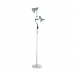 Piantana Ideal Lux Polly PT2 Cromo con doppio spot orientabile, 2 E27, Diffusori e struttura in metallo cromato, IP20, Moderna