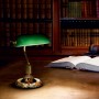 Lume da scrivania Churchill Vintage Ottone Ideal Lux Lawyer TL1, Vetro verde incamiciato, 1 E27, Diametro 26 cm: Coppolav.it