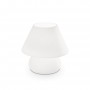 Lampada da comodino Ideal Lux Prato TL1 Big realizzata in vetro bianco incamiciato, 1 E27, Diametro 22 cm, Interruttore su filo
