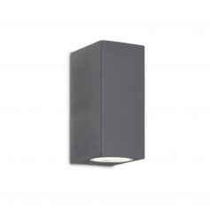 Lampada da parete per esterni Ideal Lux UP AP2 Antracite, 2 G9, Struttura in alluminio, Diffusore in vetro, Bi-emissione, IP44