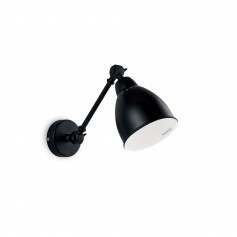 Lampada da parete con braccio orientabile Ideal Lux Newton AP1, Nero opaco, Montatura e diffusore in metallo, 1 E27, IP20