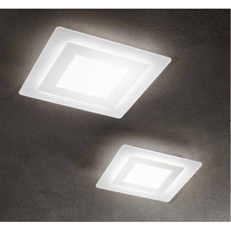 Plafoniera moderna quadrata LED Bianca Perenz 6362BLC, Sistema LED Integrato 45W, Luce calda, 2500 Lumen, 3000K, IP20, 48x48 cm