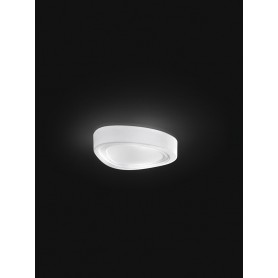 Plafoniera moderna Bianca a forma di sasso irregolare Perenz 6472, 3 E27, Struttura in vetro, Luminosa, IP20: Coppolav.it