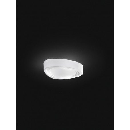 Plafoniera moderna Bianca a forma di sasso irregolare Perenz 6472, 3 E27, Struttura in vetro, Luminosa, IP20: Coppolav.it