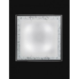 Plafoniera con vetro decorato floreale molto luminosa Perenz 5744 DB, 3 E27, Moderna, IP20: Coppolav.it