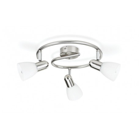 Plafoniera tonda bianca con 3 spot orientabili Philips 5023317E7, Struttura in cromo satinato, 3 E14, Moderna, IP20: Coppolav.it