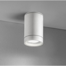 Plafoniera bianca moderna a forma di cilindro sia per interno che per esterno Perenz 6216B, 1 GU10, Struttura in alluminio, IP44