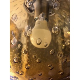 Sospensione con 3 Sfere Vistosi Bolle SP3 P, Vetro di Murano color Topazio Trasparente, 3 G9, MADE IN ITALY, Diametro 16 cm