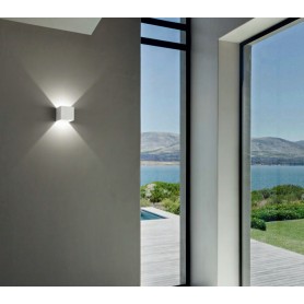 Isyluce 516N-21 Applique Cubo da parete 16W, Bianco, Fascio regolabile, Luce naturale, 2000 Lumen, IP54