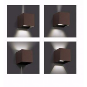 Isyluce 518-21 Applique Cubo da parete 16W, Corten, Fascio regolabile, Luce calda, 2000 Lumen, IP54