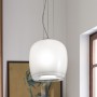 Sospensione Vistosi Implode SP 38 Bianco e Trasparente, Diametro 38 cm, 3 E27, MADE IN ITALY, Moderna e Luminosa