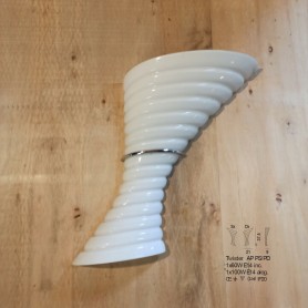 Vistosi Twister AP PS Lampada da parete bianco, Vetro soffiato a mano a righe, 1 E14, Verso sinistra, MADE IN ITALY, IP20