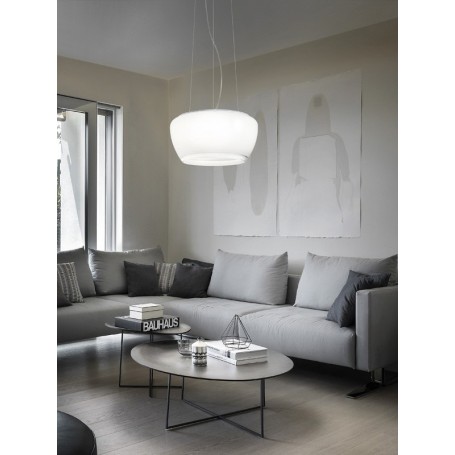 Vistosi Implode SP 50 Sospensione Bianco e Trasparente, Diametro 50 cm, 3 E27, MADE IN ITALY, Luminosa e Moderna