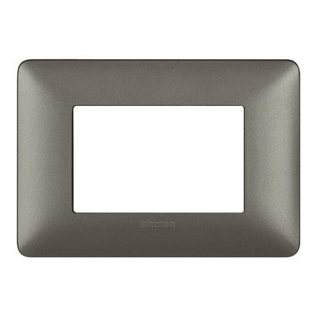 Placca 3 posti Iron Bticino Matix AM4803MIR, Grigio Metallizzato, 3 moduli, Tecnopolimero