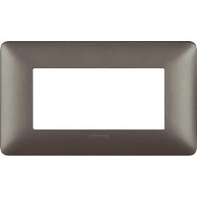 Placca 3 posti Iron Bticino Matix AM4803MIR, Grigio Metallizzato, 3 moduli, Tecnopolimero