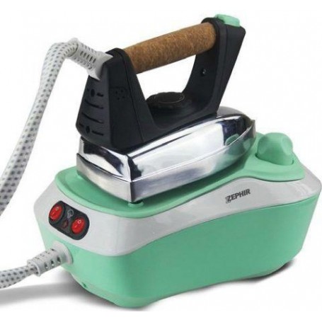Ferro da stiro con caldaia e manico in sughero 2300W Zephir ZHF5000, 850 ml, Ferro e caldaia indipendenti, 3,5 bar, Verde/Nero
