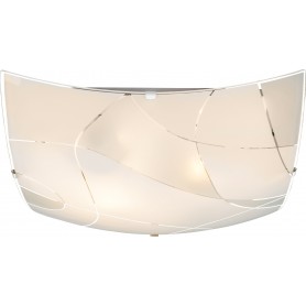 Plafoniera quadrata a 3 luci con vetro satinato decorato Globo Lighting Paranja 40403-3, 3 E27, Moderna e Luminosa, 40 x 40 cm