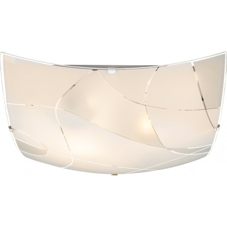 Plafoniera quadrata a 3 luci con vetro satinato decorato Globo Lighting Paranja 40403-3, 3 E27, Moderna e Luminosa, 40 x 40 cm