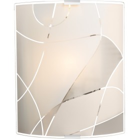 Applique rettangolare con vetro satinato decorato Globo Lighting Paranja 40403W2, 1 E27, Moderna e Luminosa: Coppolav.it