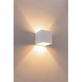 Applique da parete biemissione a forma di cubo in gesso bianco tinteggiabile Globo Lighting Christine 55010W4, 1 G9, Moderno