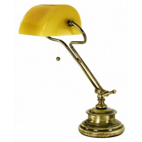 Lampada da tavolo Classica Orientabile Ottone brunito con vetro soffiato ambra Moretti Luce Fiji 1508.A.7, 1 E27, MADE IN ITALY