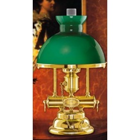 Lampada da tavolo Classica Ottone lucido con vetro soffiato verde Moretti Luce Aphrodite 1442.V.8, 1 E27, MADE IN ITALY, IP20