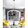 Sospensione a 6 luci con bracci orientabili Nero opaco e ottone invecchiato Perenz Vector 6600N, 6 E27, Struttura in metallo