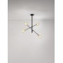 Plafoniera a 4 luci con bracci orientabili Nero opaco e ottone invecchiato Perenz Vector 6604N, 4 E27, Struttura in metallo