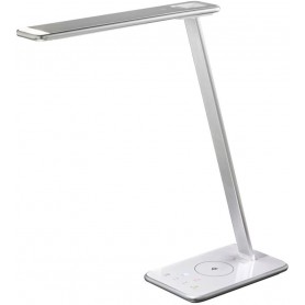 Lampada da scrivania Bianca LED Orientabile Dimmerabile con caricabatterie wireless e porta USB Perenz Remote 6360B, 10W