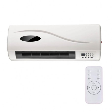 Zephir ZMW1909B Termoventilatore ceramico da parete con telecomando e timer, 2000W, Termostato regolabile, Bianco