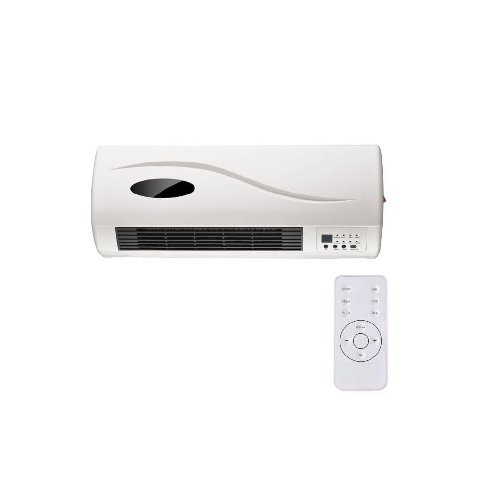 Zephir ZMW1909B Termoventilatore ceramico da parete con telecomando e  timer, 2000W, Termostato regolabile, Bianco