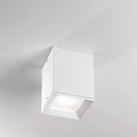 Plafoniera bianco sabbiato in alluminio moderno e semplice Isyluce 930, 1 GU10, IP54. 60° di cono per apertura luce: Coppolav.it