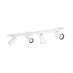 Philips Pongee 5058431PN Barra 4 Spot Bianchi Orientabili da parete e soffitto, 4 GU10, Struttura in metallo, IP20, Moderno