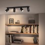 Philips Pongee 5058430PN Barra 4 Spot Neri Orientabili da parete e soffitto, 4 GU10, Struttura in metallo, IP20, Moderno