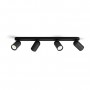 Philips Pongee 5058430PN Barra 4 Spot Neri Orientabili da parete e soffitto, 4 GU10, Struttura in metallo, IP20, Moderno