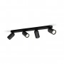 Philips Pongee 5058430PN Barra 4 Spot Neri Orientabili da parete e soffitto, 4 GU10, Struttura in metallo, IP20, Moderno