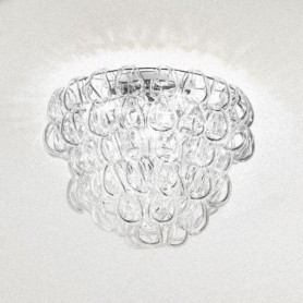 Vistosi Giogali PL50 Plafoniera con 125 ganci in cristallo trasparente, 4 E27, MADE IN ITALY, Tonda, Diametro 50 cm, Moderna