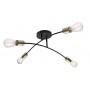 Plafoniera moderna con due bracci ricurvi neri e particolari ottone anticato Globo Lighting Sarini 54003-4, 4 E27, Luminosa