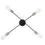 Plafoniera moderna con due bracci ricurvi neri e particolari ottone anticato Globo Lighting Sarini 54003-4, 4 E27, Luminosa